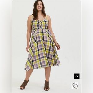 Torrid Purple Plaid Challis Midi Dress